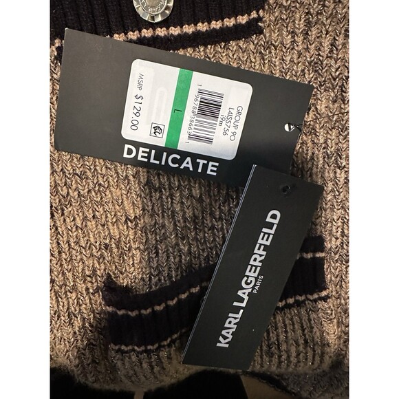 Karl Lagerfeld Paris Cardigan Women Large Mellatic Gold and Black Cardigan NWT - Picture 9 of 11